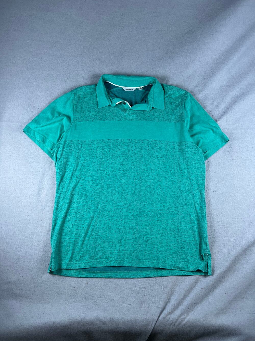 Ashworth Polo Shirt Mens L Heathered Green Short Sleeve Knit Classic Outdoor
